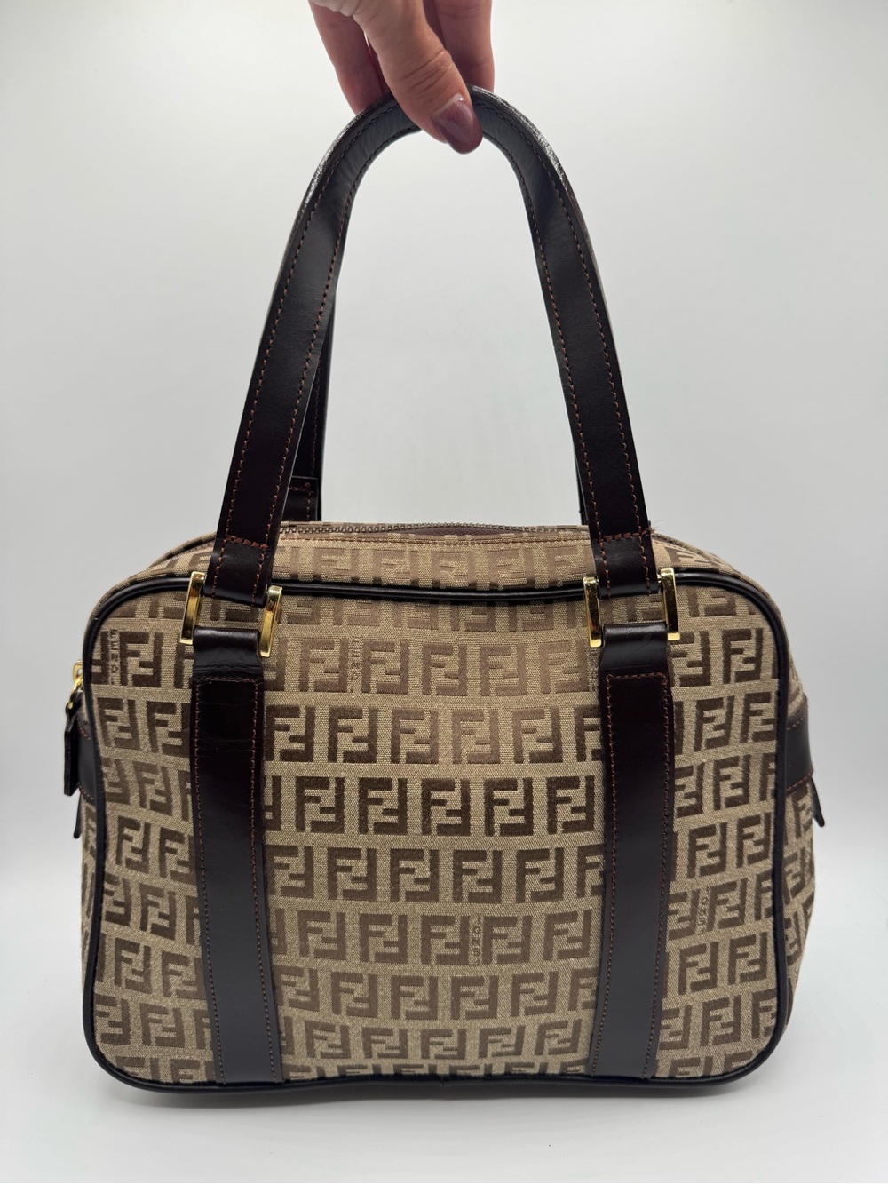Vintage Fendi Zucchino Boston Bag